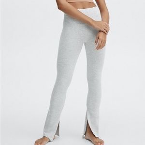 Fabletics Cloud Seamless High-Waisted Pant, Light Heather Grey, Split Seam Flare